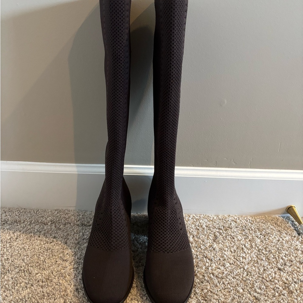 New Eileen Fisher Paziz Crepe Recycled Stretch Knit Boot - Picture 2 of 4
